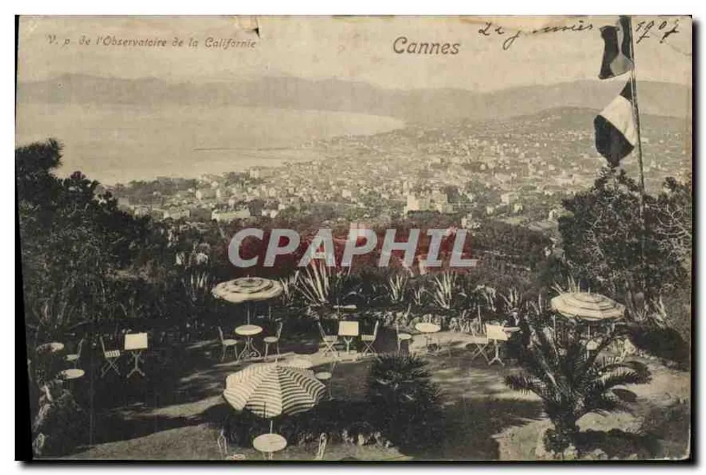 Aussicht vom Observatorium der Californien — Cannes — Verlag: La Journée, 1907 - Vorderseite