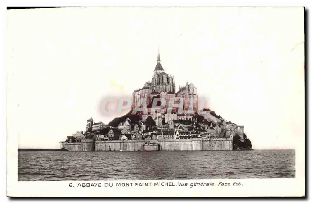 Abbaye du Mont Saint-Michel — Vue générale face est — édition des Monuments Historiques - Recto