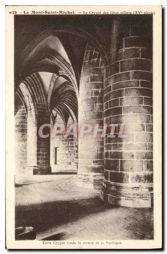 Mont-Saint-Michel — Die Krypta der Großen Säulen (15. Jahrhundert) — Laurent-Nel, Rennes, Nr. 628 - Vorderseite