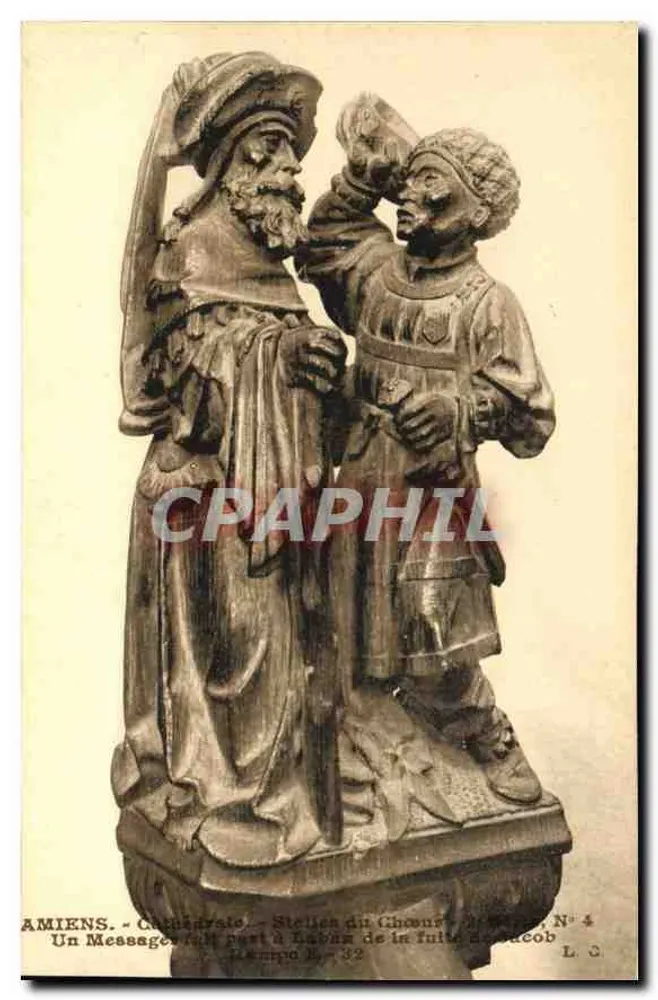 Amiens — Katedra — Statuy chóru, nr 4 — Przekaz wiadomości Labanowi o ucieczce Izaka - Awers