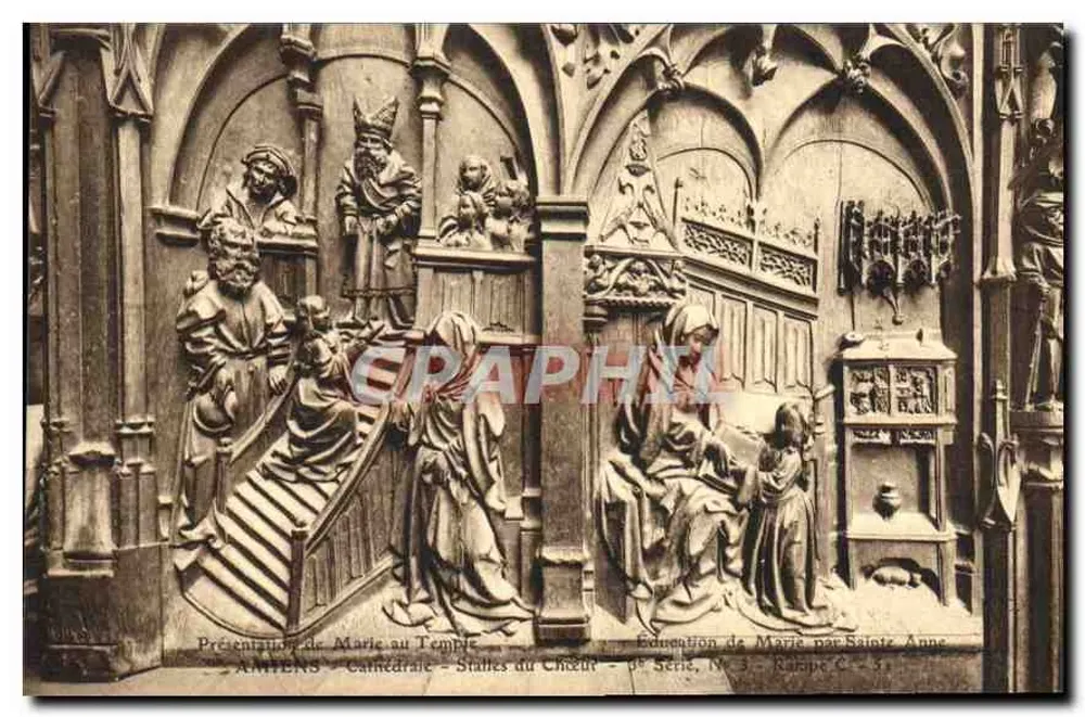 Presentation of Mary to the Temple — Education of Mary by Saint Anne — Amiens, Cathedral, Statues of the Choir — Series No. 3, Ralipe C-51 - Front