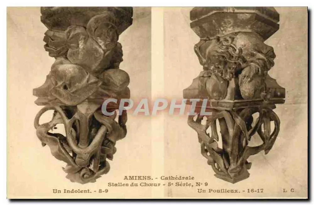 Ein Faulenzer — Ein Läuse — Chorbanken, 5. Serie, N° 9 — Amiens, Kathedrale - Vorderseite