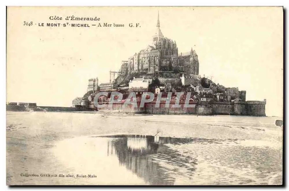 Mont-Saint-Michel — Niedrigwasser — Sammlung GERMAINS fils, Saint-Malo - Vorderseite