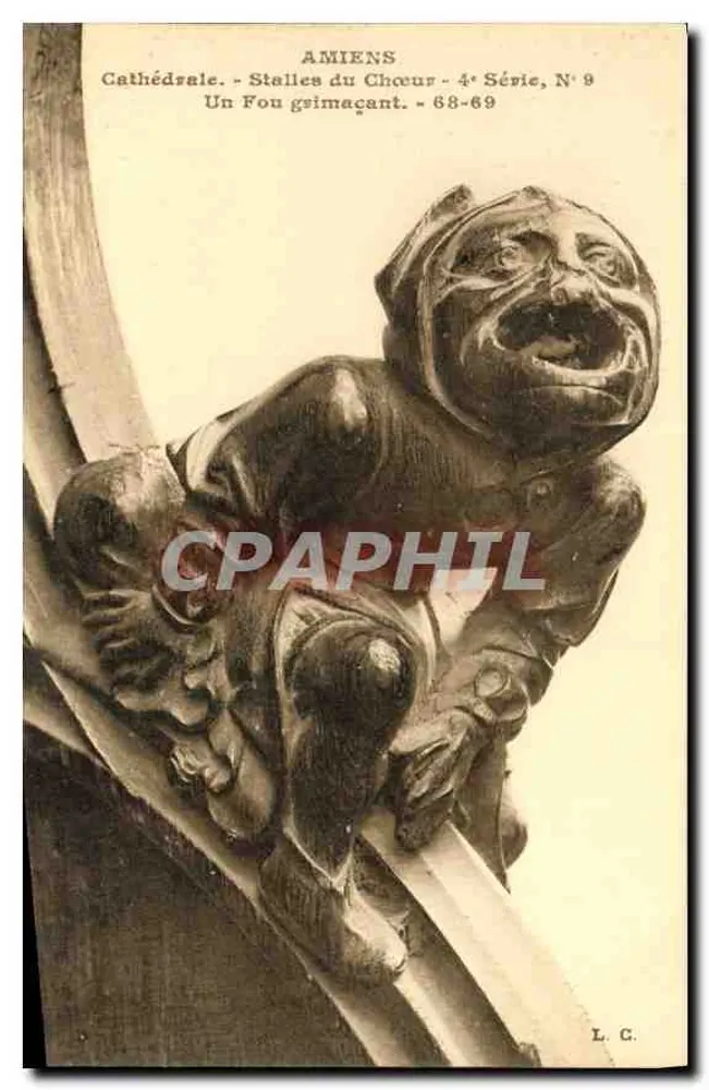 Amiens - Kathedrale - Chorbanken - Ein grinsender Narr - 4. Serie, N° 9 - Vorderseite
