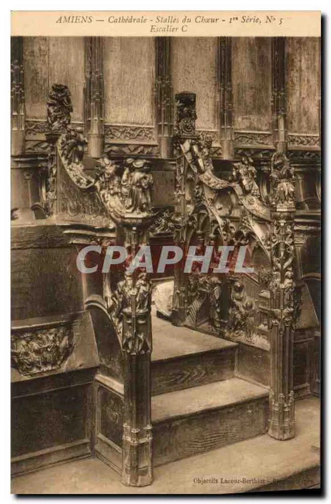 Amiens — Cathedral - Choir Stalls - 1st Series, No. 5 - Staircase C - Front