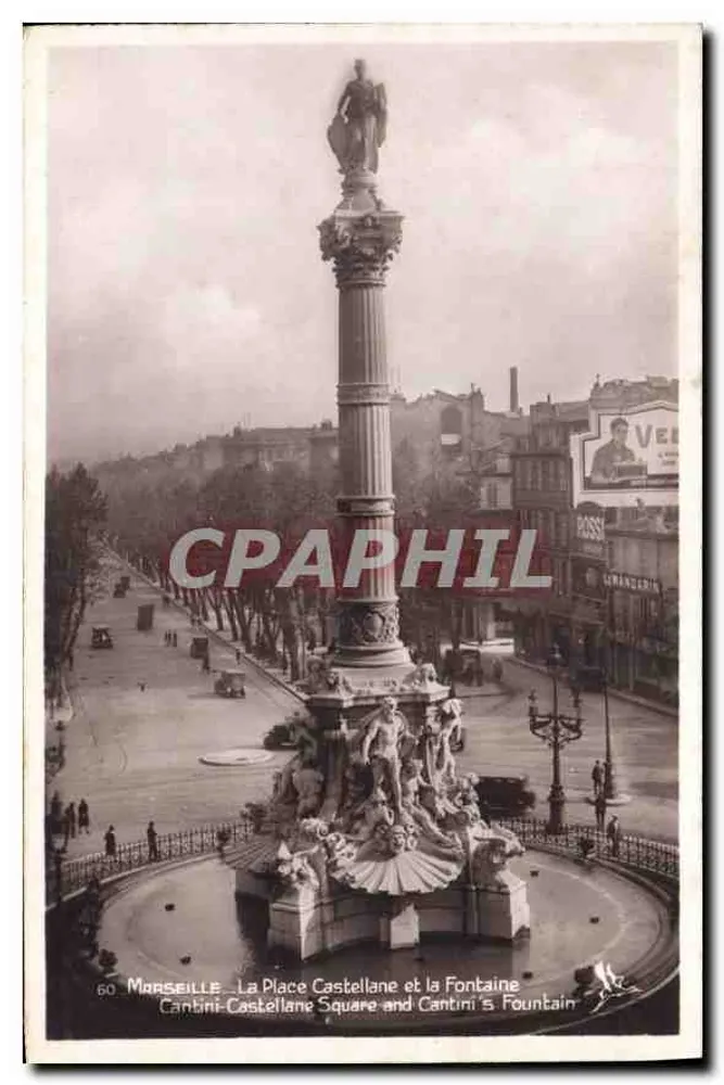 Marseille — La Place Castellane und die Fontaine Cantini — Edition La Cigogne, 9 Rue du Canal, Marseille - Vorderseite