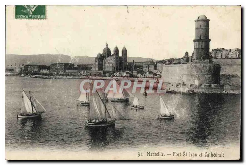 Marseille — Fort Saint Jean und Kathedrale — unbekannter Verlag, Seriennummer 31 - Vorderseite