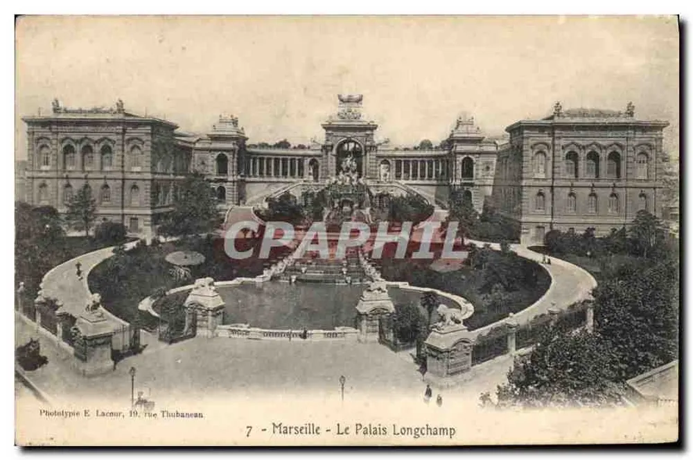 Marselha - O Palácio Longchamp — Fototipia E. Lacour, 10, rue Thubanéan - Frente