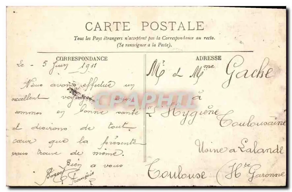 Marselha — O Palácio de Longchamps — A Facha — LL. n°196 - Verso