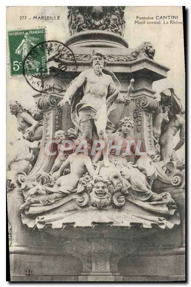 Marseille — Fontaine Cantini, motivo central Le Rhône — editor desconhecido, n° 277 - Frente
