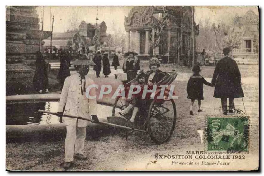 Promenade im Pousse-Pousse — Kolonialausstellung 1922 — Marseille - Vorderseite