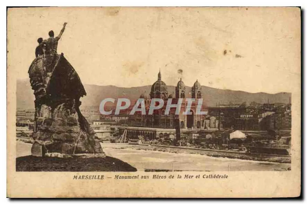 Marseille — Denkmal für die Seehelden und Kathedrale - Vorderseite