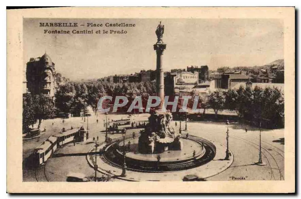Marseille — Place Castellane — Fontäne Cantini und der Prado - Vorderseite
