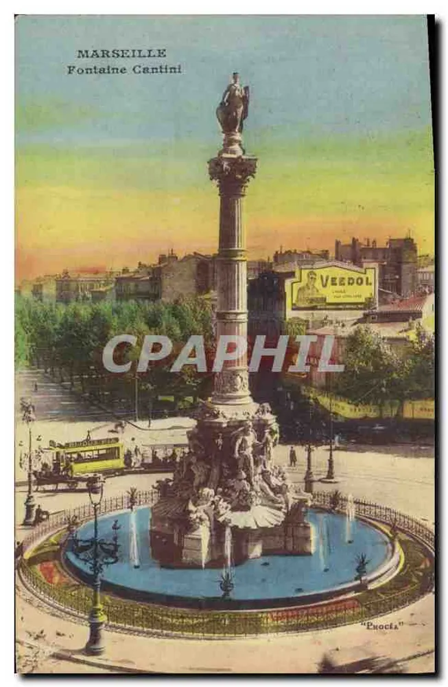 Marseille — Fontein Cantini — uitgever Procéa, serie-nummer niet zichtbaar - Voorkant