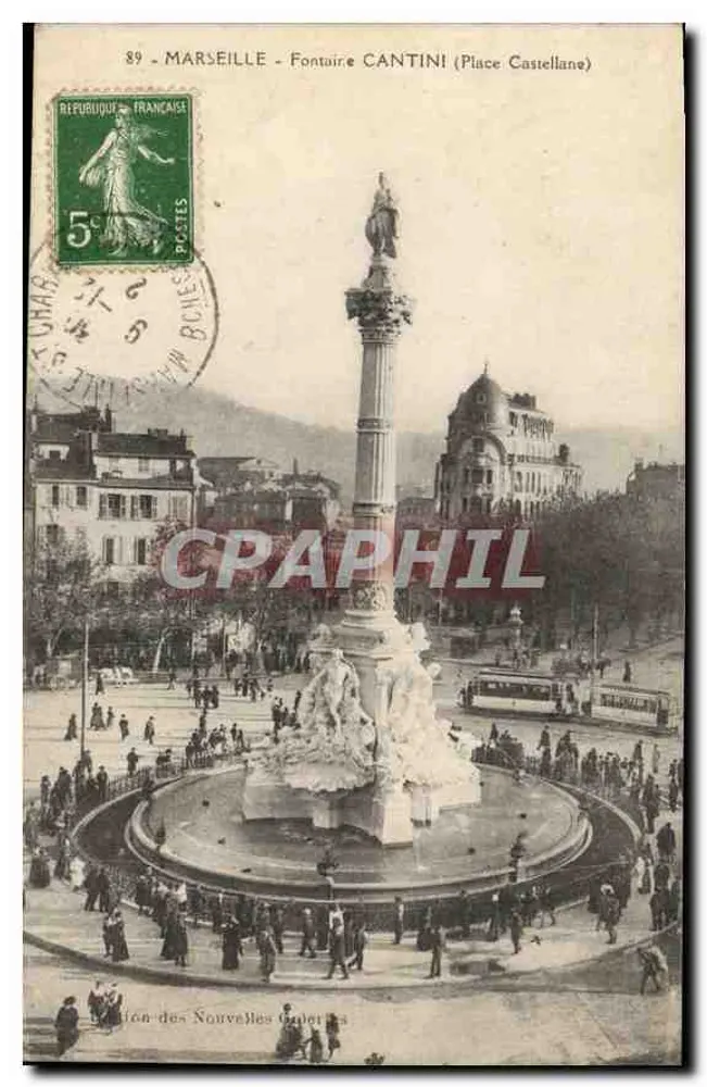 Marselha - Fontaine Cantini (Place Castellane) — editor 'Éditions des Nouvelles Galeries' — n° 89 - Frente