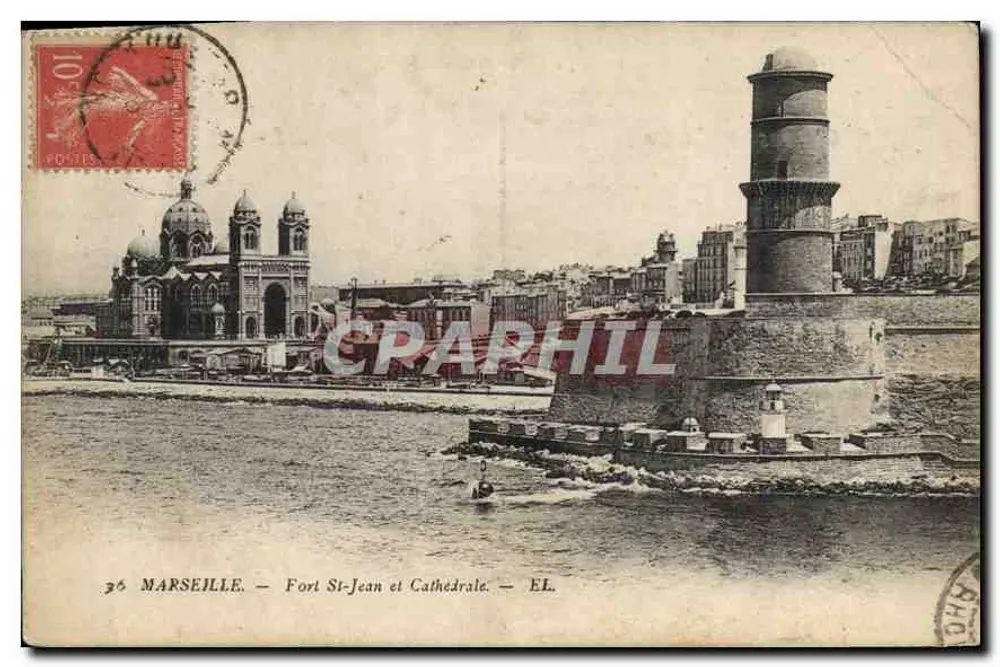 Marseille — Fort Saint-Jean et Cathédrale — Éditeur EL. - Vorderseite