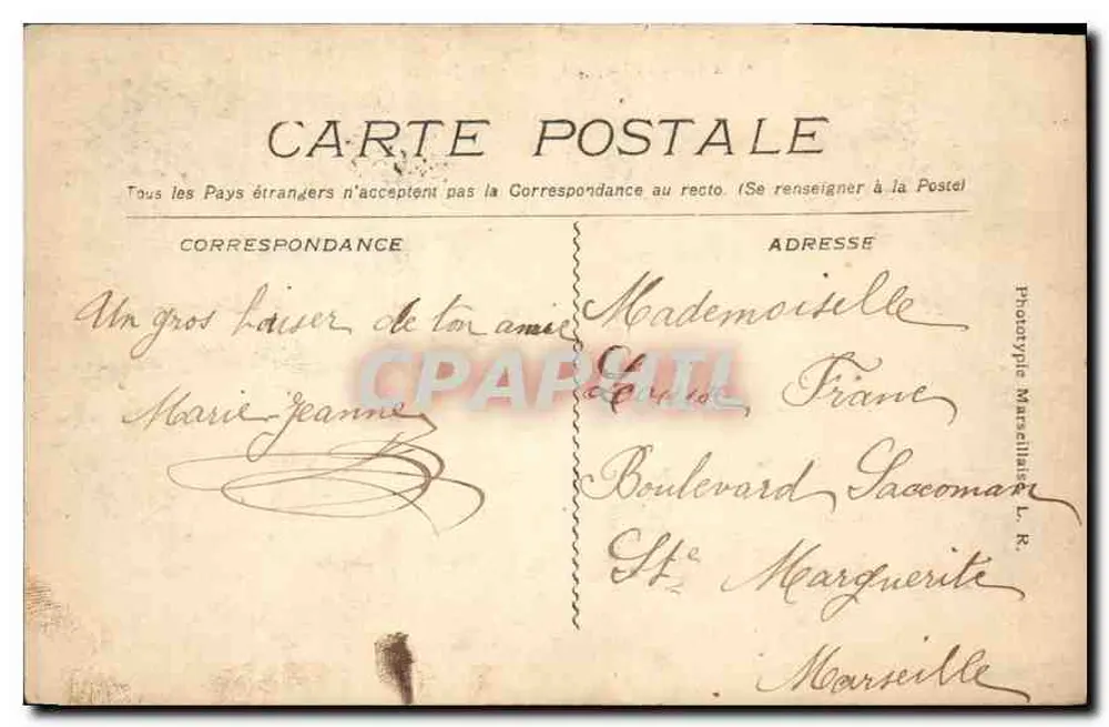 MARSEILLE - O Palácio de Justiça — editor Fototipia Marselha - Verso