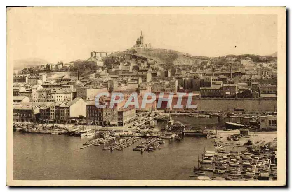 MARSEILLE (Bouches-du-Rhône) — Ansicht der Notre-Dame de la Garde und des Carénage-Beckens — Les Éditions d'Art YV/N, Paris - Vorderseite