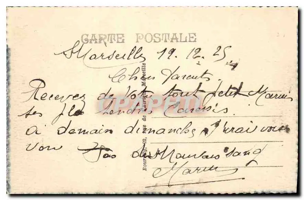 Marseille - Rue de la République - Via de la République — luchtfoto met trams en markt - Achterkant