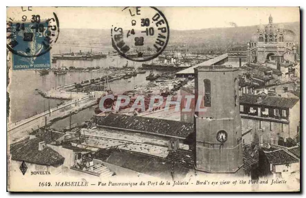 Marseille — Panoramablick auf den Hafen von La Joliette — Novelta 1649 - Vorderseite