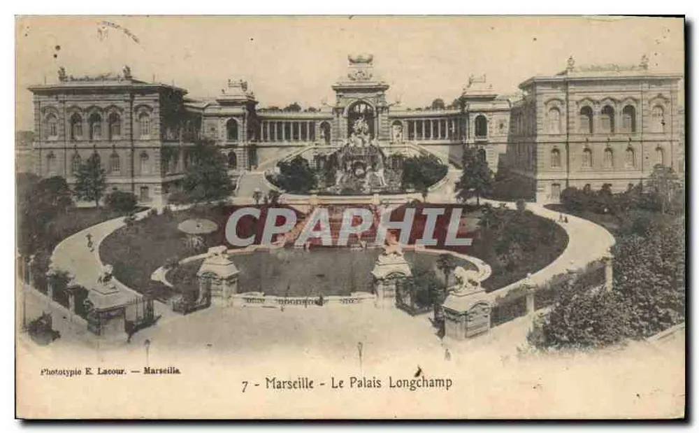Marseille - O Palácio Longchamp — Fototipia E. Lacour - Frente
