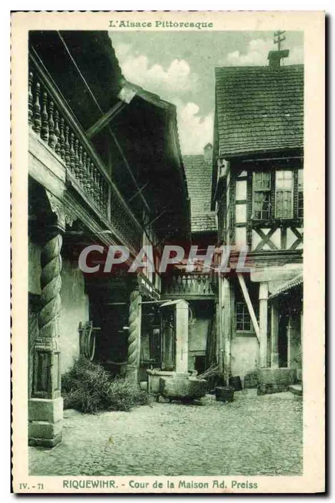 Riquewihr — Cour de la Maison Ad. Preiss — Tarjeta postal antigua L’Alsace Pittoresque, IV.-71 - Anverso