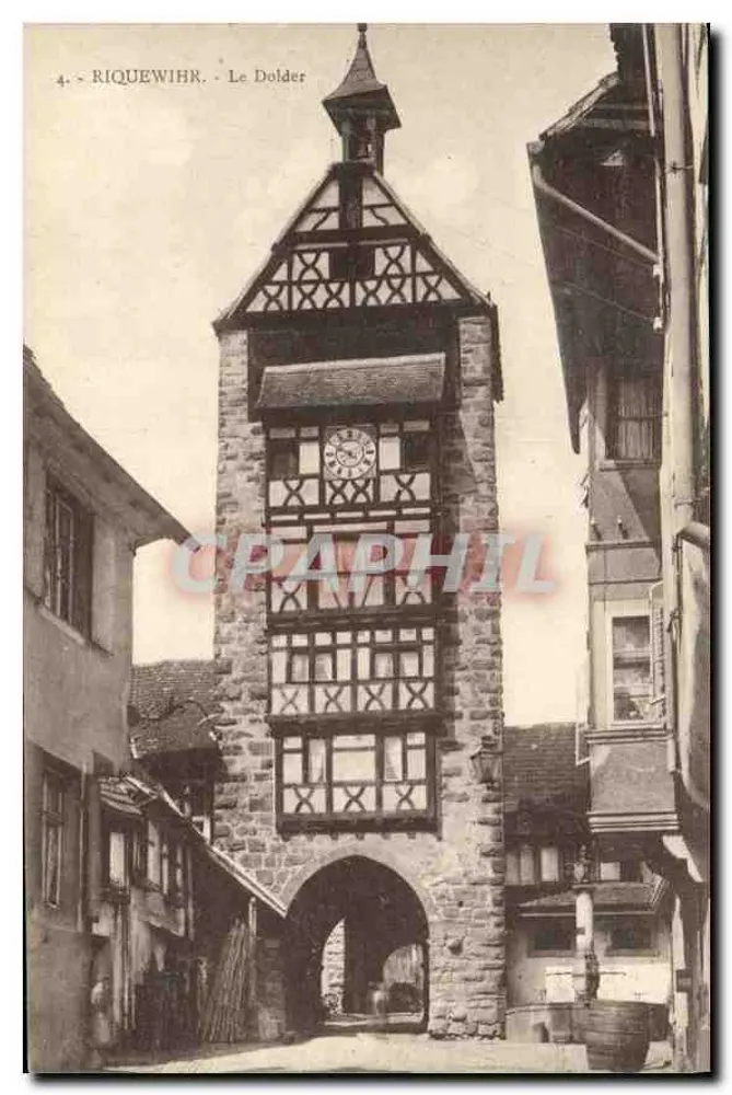 Riquewihr - O Dolder — torre de pedra com relógio e arco — Éd. Oh. Bergeret, Strasbourg, n°4 - Frente