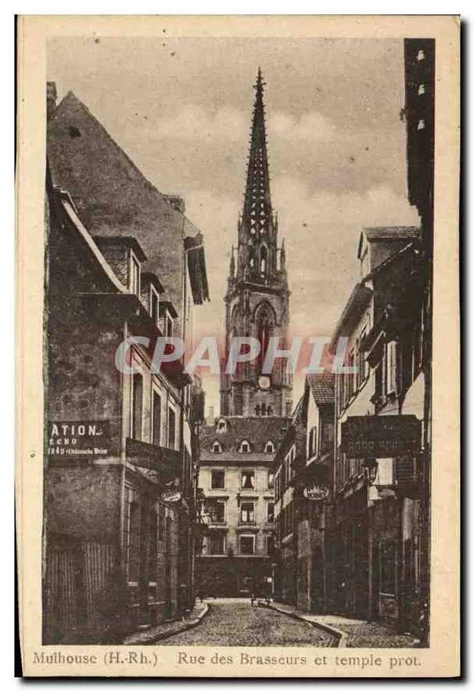 Mulhouse (H.-Rh.) — Rue des Brasseurs und protestantischer Tempel — Ation, Écho - Vorderseite