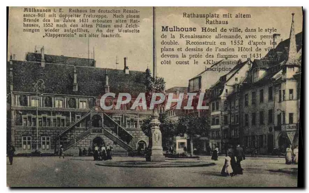 Mülhausen i. E. - Rathausplatz com o edifício municipal em estilo Renascentista — Klimatverlag, Mülhausen i. Els. - Frente