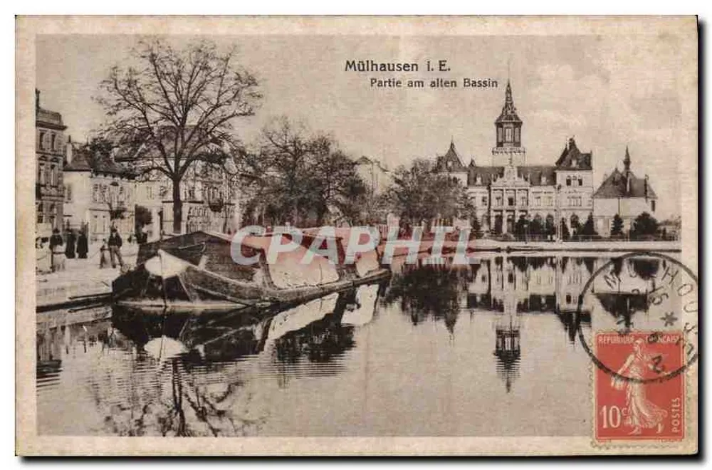 Mülhausen i. E. — Parte am allen Bassin — editor desconhecido, número de série não visível - Frente