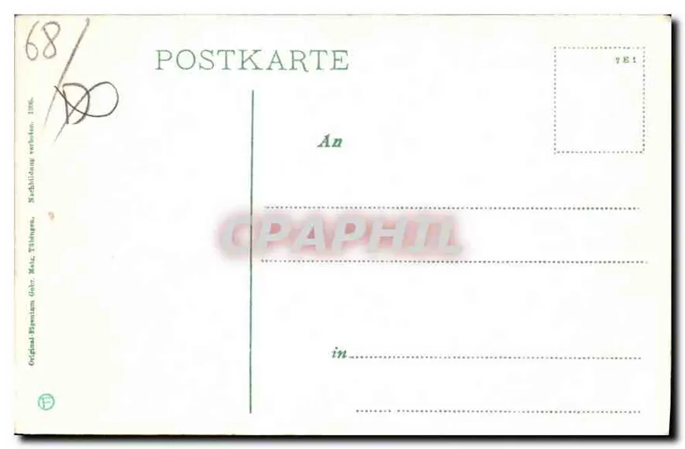 Mülhausen i. Els. — Schwarzwaldplatz mit Regionalgericht und Kantonsgericht — Verlag Original Björnsson Gbr. Zell, Tübingen, Nr. 68 - Rückseite