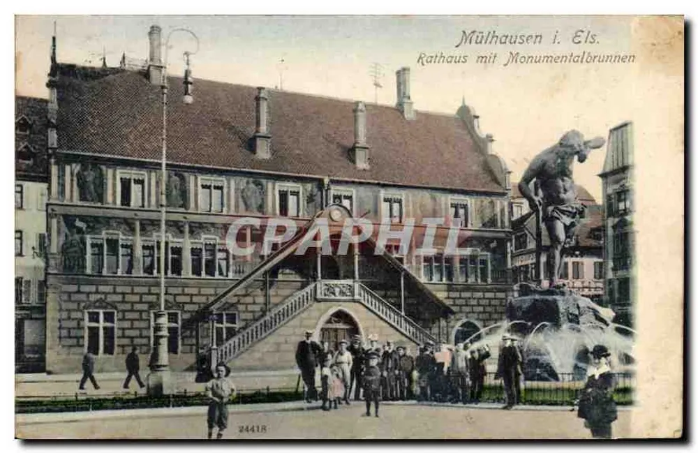 Mülhausen i. Els. — Rathaus mit Monumentalbrunnen — n°24418 - Vorderseite