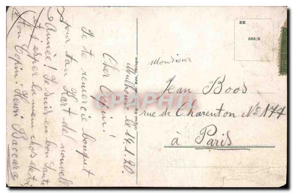 Mülhausen i. Els. — vista panorâmica com igreja e colinas — editor não identificado - Verso
