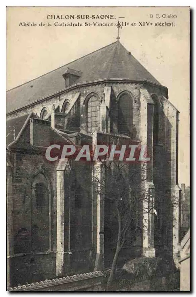 Chalon-sur-Saône — Abside da Catedral São Vicente (séculos XII e XIV) — B F. Chalon - Frente