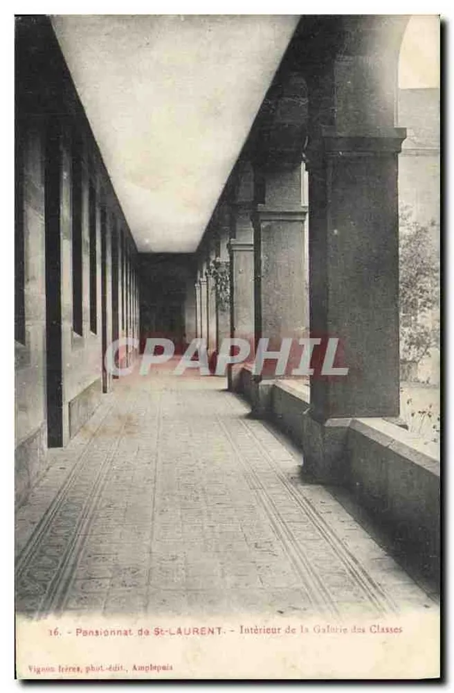 Pensionat von St-LAURENT — Innenansicht der Galerie der Klassen — Vignons frères, phot.-edit., Amplepuis - Vorderseite