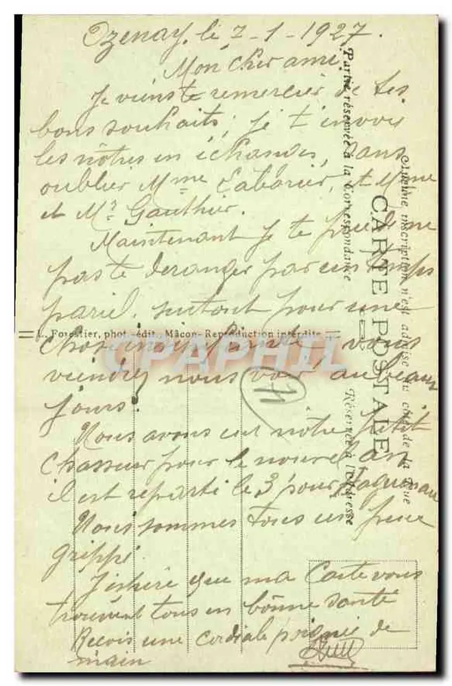 Castillo de Chavy en Ozenay — Alrededores de Tournus — Editor Forestier, n°305 - Reverso
