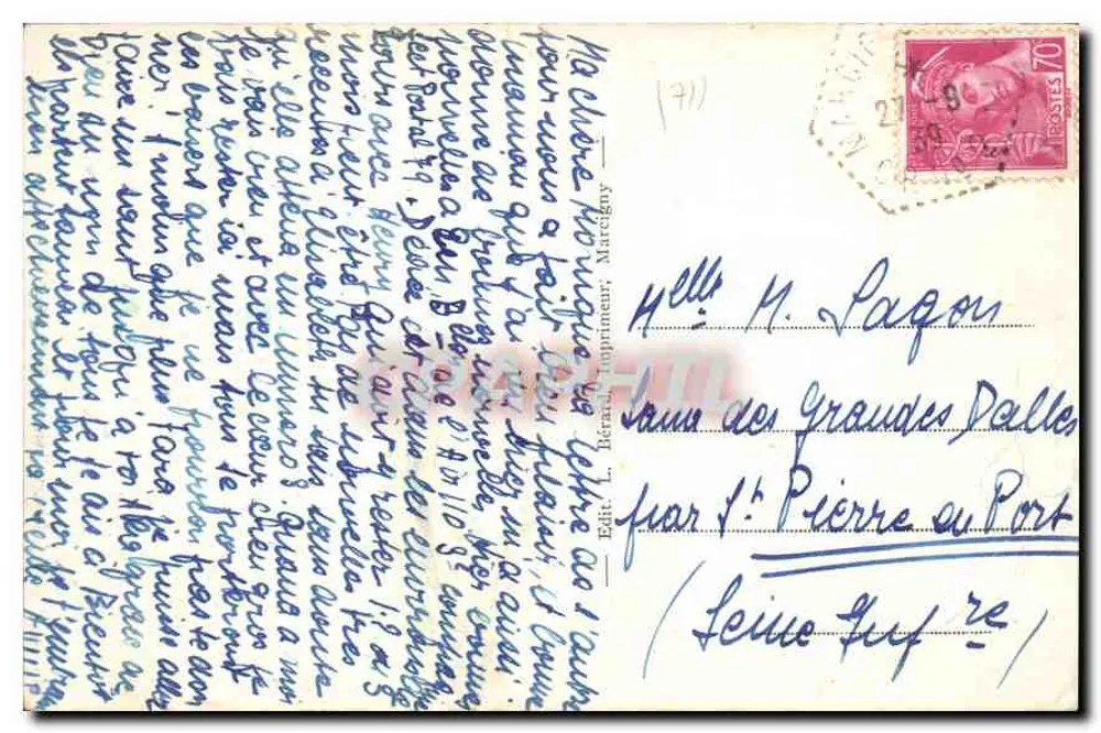 Igreja romana (séculos XI e XII) — Anzy-le-Duc — Editor L. Bérard, n° (41) - Verso