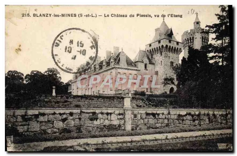 Blanzy-les-Mines (S.-et-L.) — Schloss du Plessis, vom See aus gesehen — Verlag unbekannt, Nr. 215 - Vorderseite