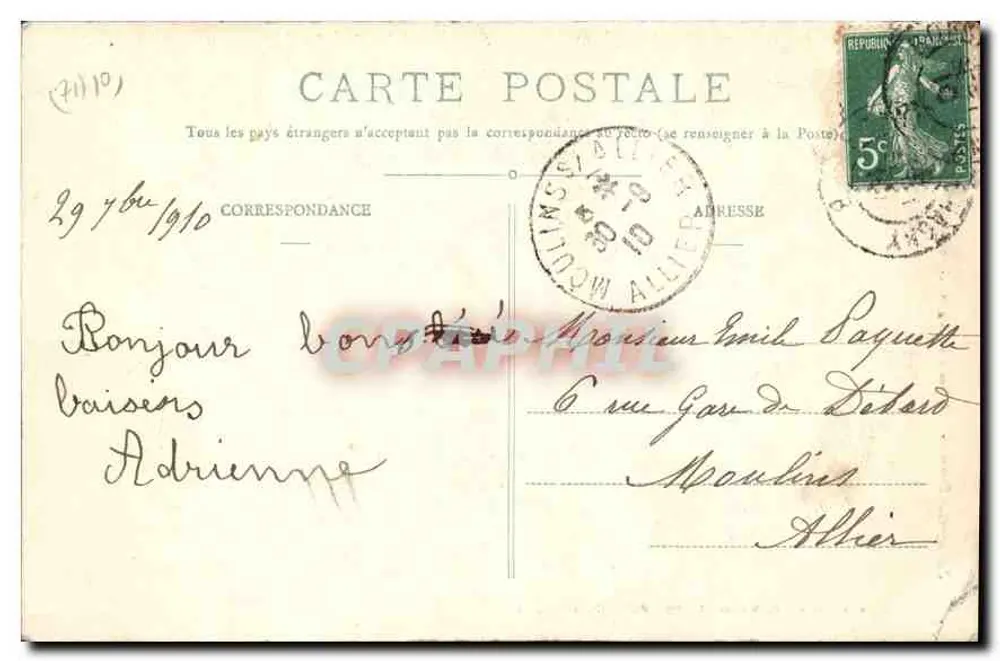 Anzy-le-Duc - A Igreja : fachada de frente - L. Francguy, Marcigny, du Rionnais - Verso