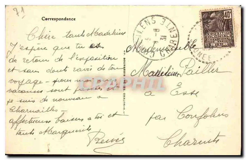 JAMBLES — Castelo de Charnailles — Boosia - Verso