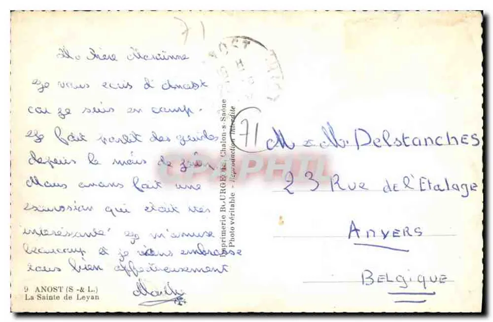 Panoramische uitzicht van La Sainte de Leyan — uitgever Anost (S & L.) - Achterkant