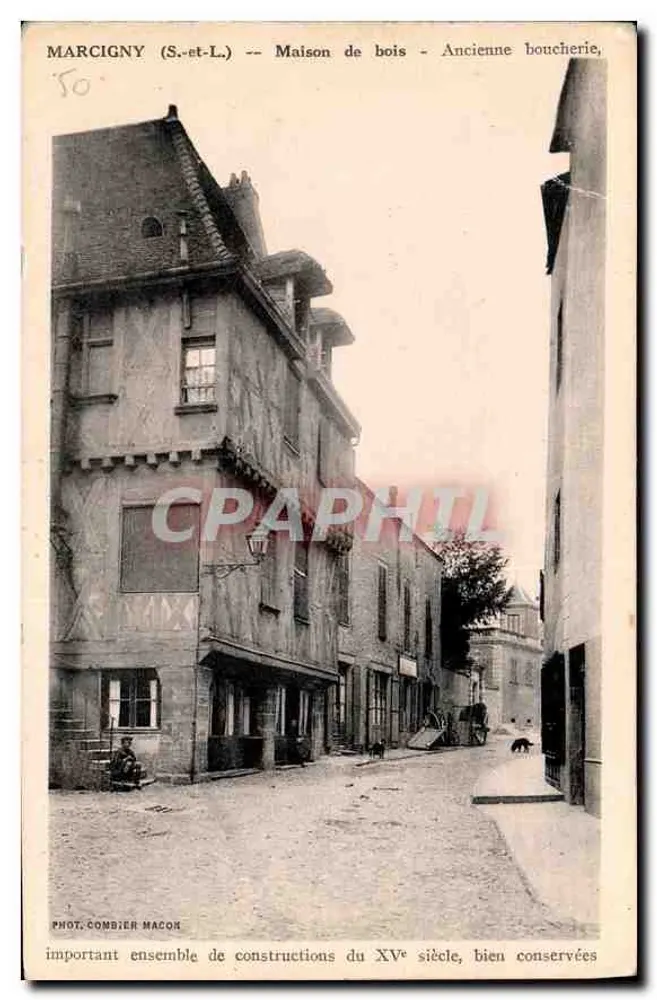 Marcigny (S.-et-L.) — Holzhaus - Ehemalige Metzgerei, Haus aus dem 15. Jahrhundert — Fot. Combier Macor - Vorderseite