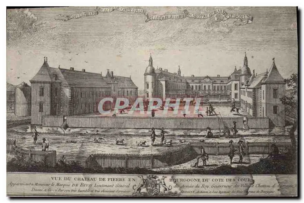 Ansicht des Schlosses Pierre in der Burgund — Eigentum des Marquis de Bissy, Generalleutnant — Imp. Bourgédès Frères, Chalon-sur-Saône - Vorderseite