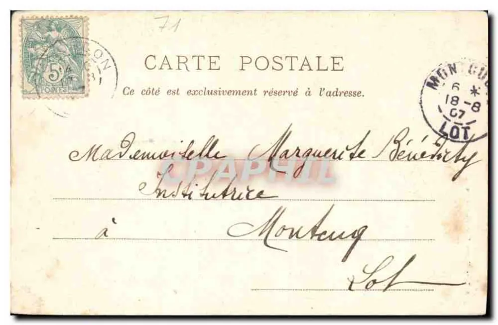 Ponte de Groléjac — Saône e Loire — A. Ticon, Magasin Universel, Gourdon - Verso