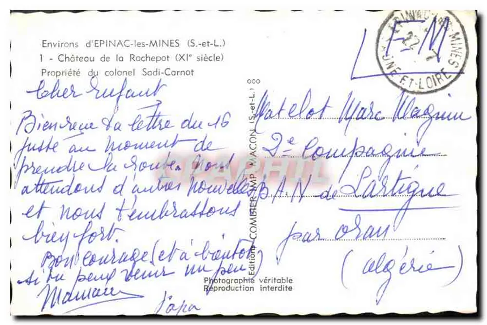 Schloss La Roche pot — In der Nähe von Épinac-les-Mines (S.-et-L.) — Édition Combier, n° 1 - Rückseite