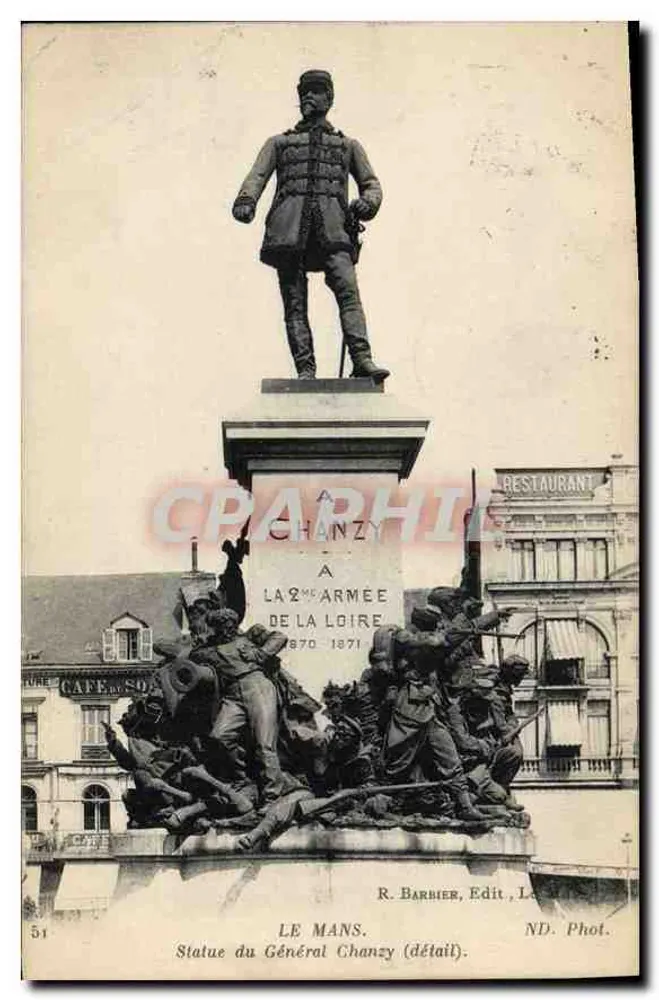 Estátua do Geral Chanzy — detalhe — R. Barbier, Edit. Le Mans, n°51 - Frente
