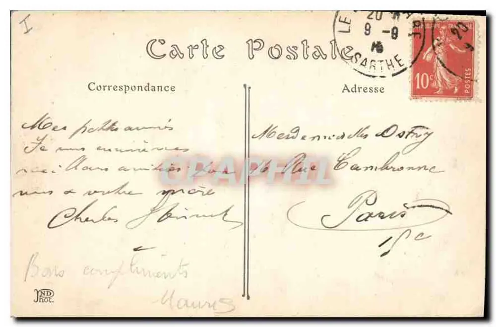 Estátua do Geral Chanzy — detalhe — R. Barbier, Edit. Le Mans, n°51 - Verso