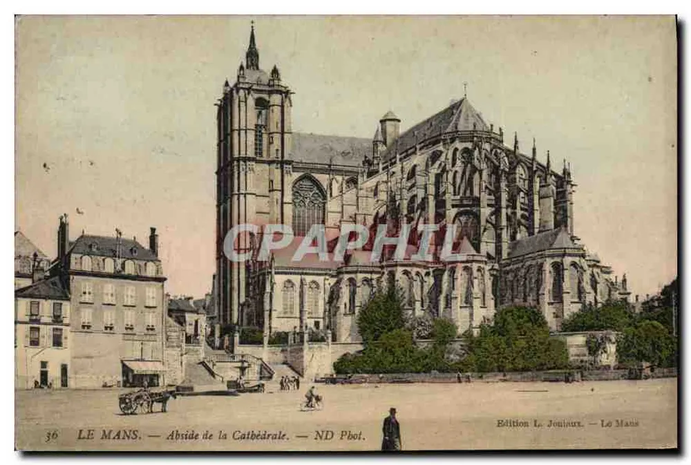 Le Mans — Abside da Catedral — ND Pbot. — Edição L. Joujaurx — Le Mans - Frente