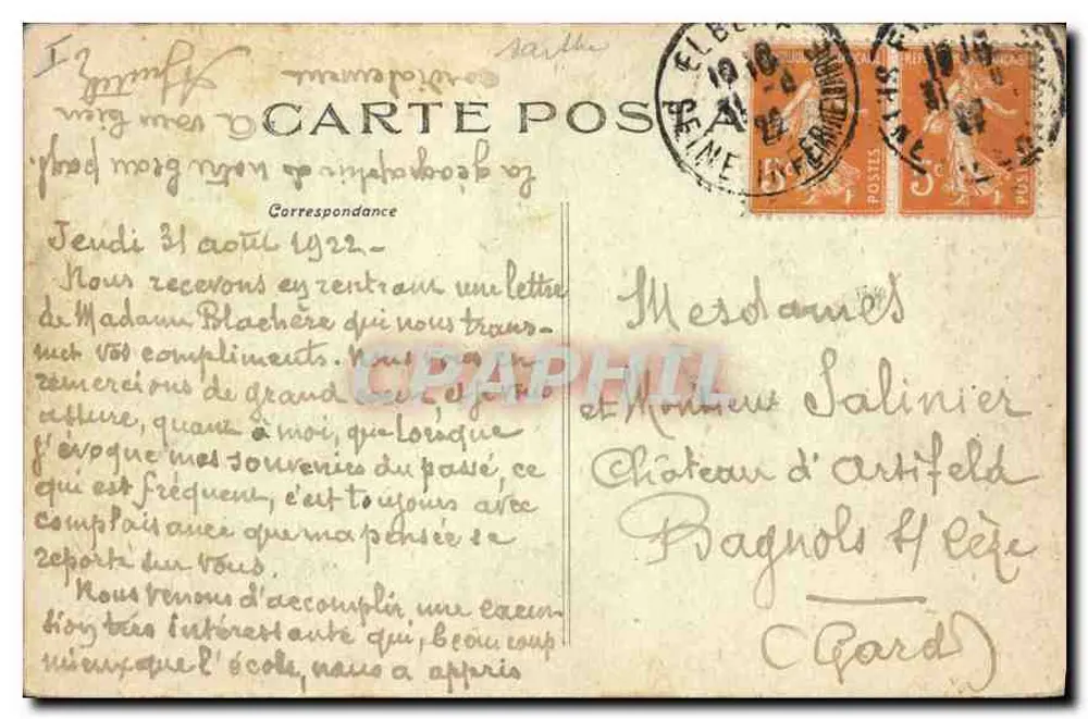 Le Mans - Estátua do General Chanzy — Monumento erguido em 10 de agosto de 1885, em memória da Armada da Loire que defendeu Le Mans em janeiro de 1871 contra a invasão alemã — Editor A. Dolibea, Le Mans - Verso
