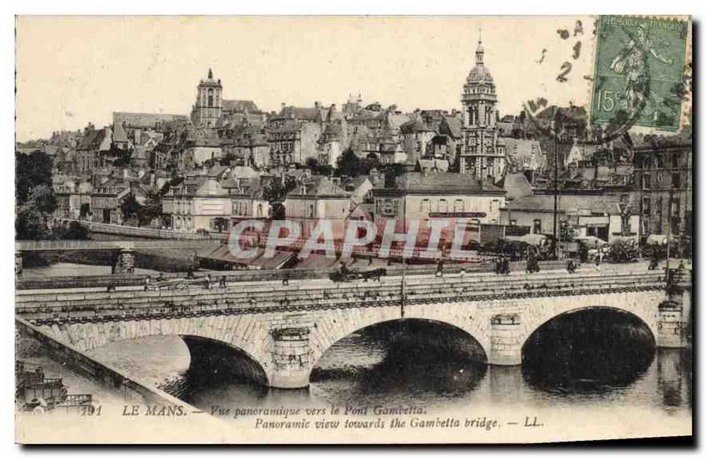Le Mans — Panoramablick zum Gambetta-Brücke — LL - Vorderseite